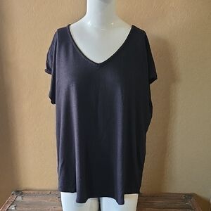 Maurices V-Neck Short Sleeve Women's Top - Dark Charcoal #950